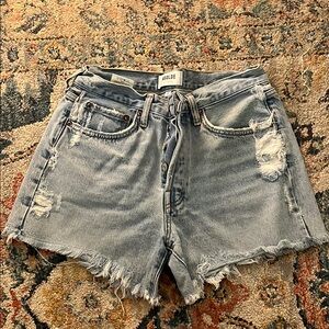 AGOLDE Women's Distressed Denim Shorts - Light Blue